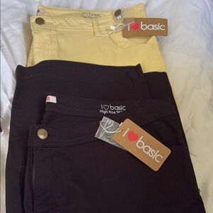 I Love Basic High Rise Skinny Pants - Yellow and Black